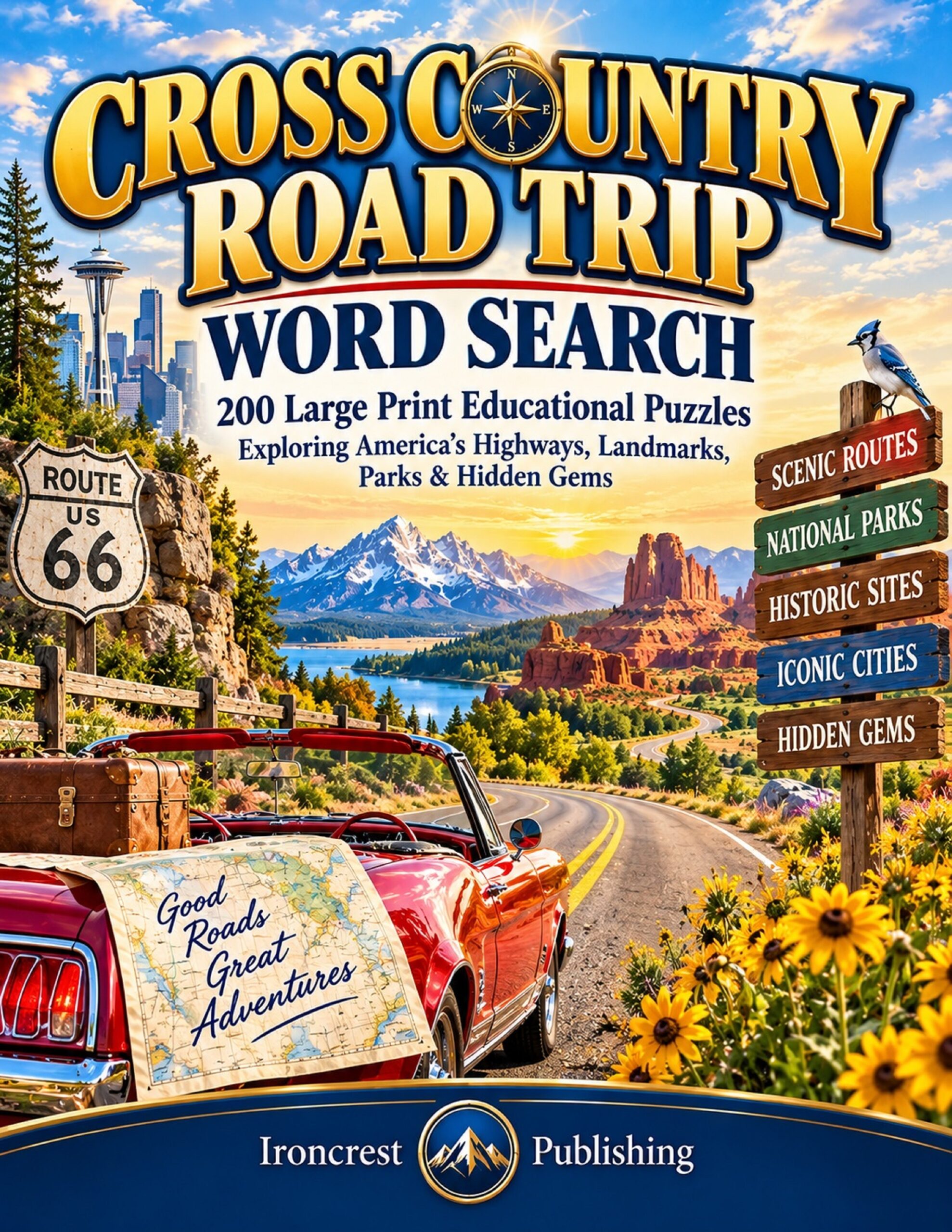 Cross-Country Road Trip Word Search â 200 Large Print Word Search Puzzles