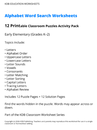 K-2 Alphabet Word Search Worksheets