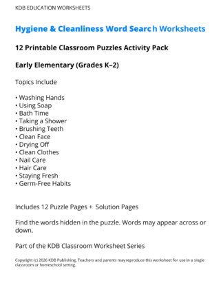 Hygiene & Cleanliness Worksheets – 12 Printable Health Activities (Grades K-2)