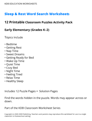 Sleep & Rest Worksheets – 12 Printable Health Activities (Grades K-2)