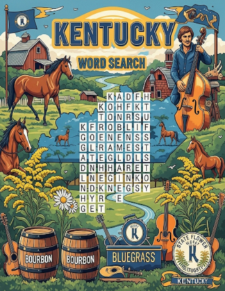 Kentucky - 64 Large Print Word Searches (Digital)