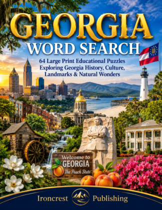 Georgia Word Search – 64 Large Print Puzzles (Digital Download)