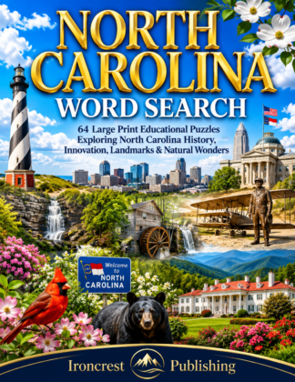 North Carolina Word Search – 64 Large Print Puzzles (Digital Download)