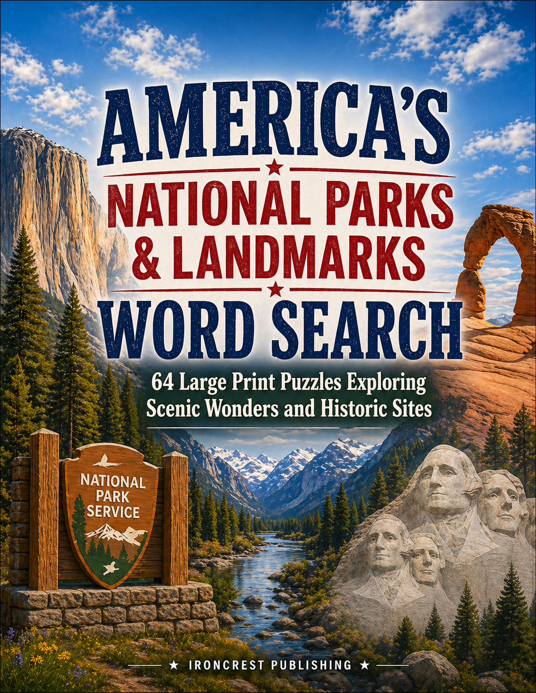 America’s National Parks & Landmarks Word Search, 64 Large Print Puzzles (Digital Download)