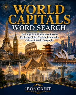 World Capitals Word Search: 64 large print puzzles (Digital Download)