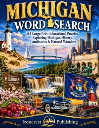 Michigan Word Search – 64 Large Print Puzzles (Digital Download)