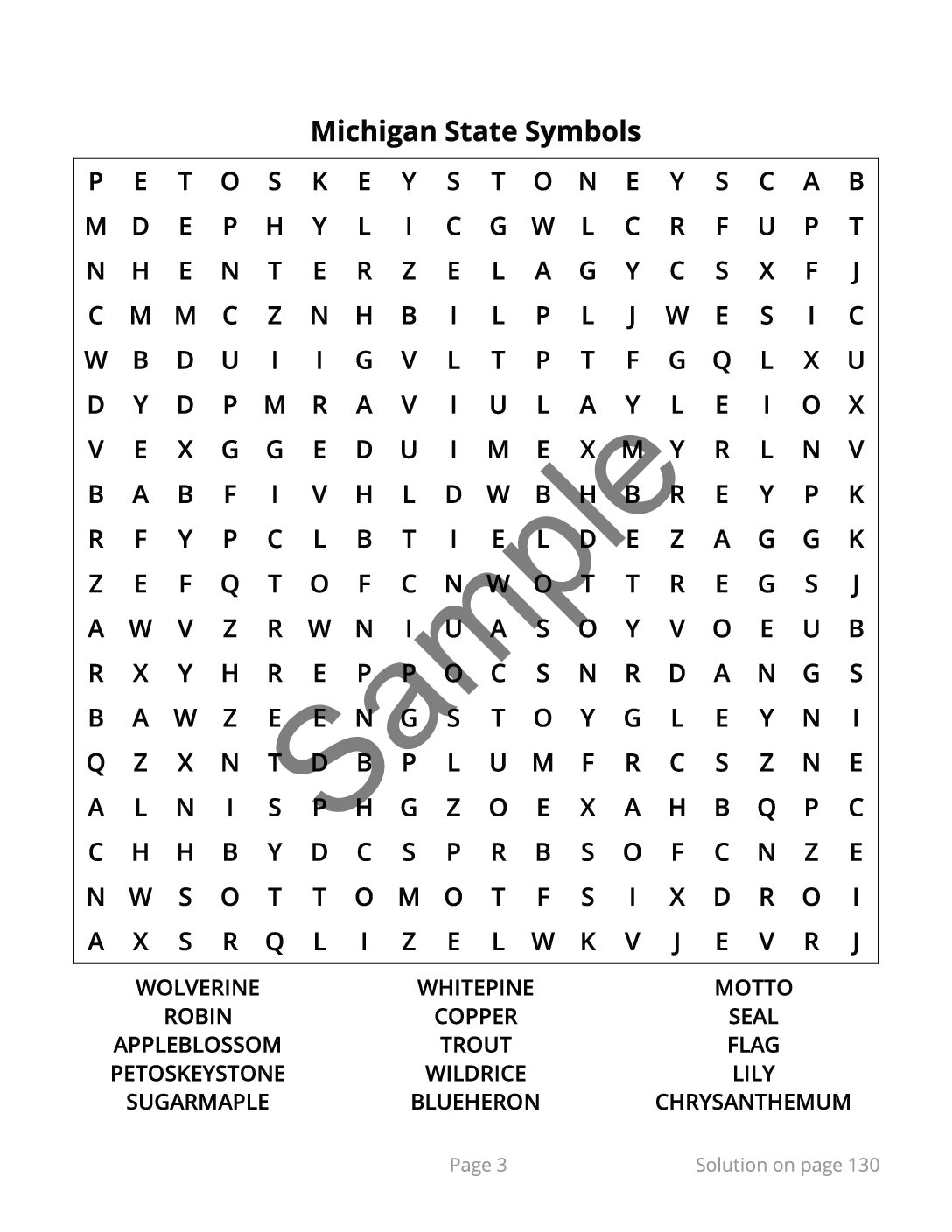 Michigan Word Search – 64 Large Print Puzzles (Paperback) - Image 3