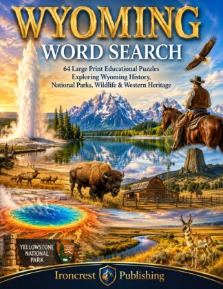 Wyoming Word Search – 64 Large Print Puzzles (Digital Download)