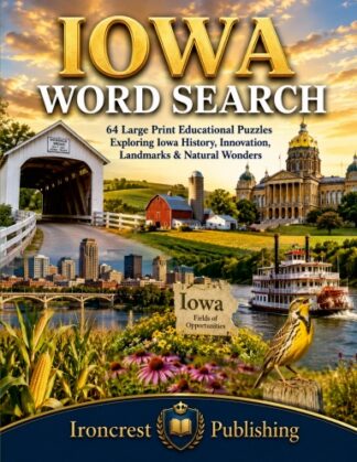 Iowa Word Search – 64 Large Print Puzzles (Digital Download)