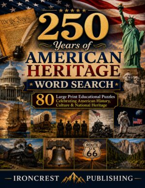 250 Years of American Heritage Word Search – 80 Large Print Educational Puzzles (Digital Download)