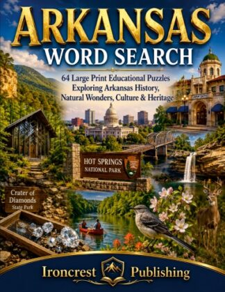 Arkansas Word Search – 64 Large Print Puzzles (Digital Download)