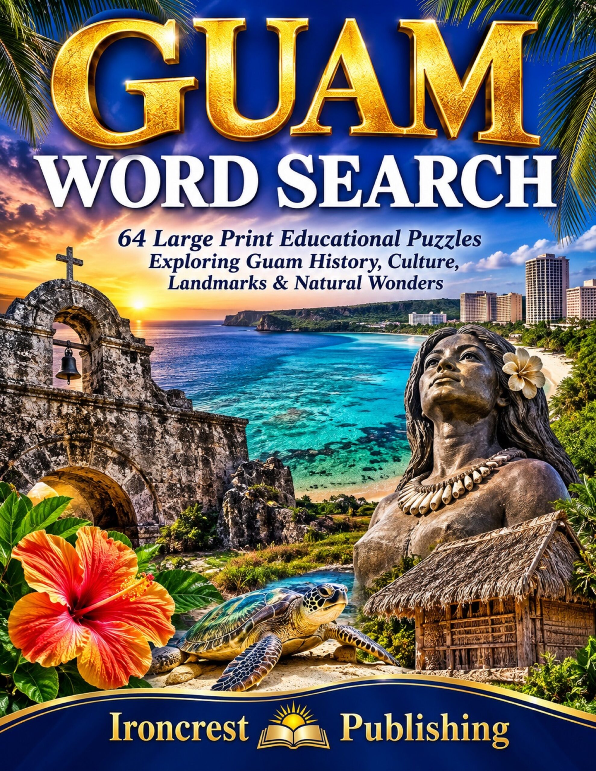 Guam Word Search – 64 Large Print Puzzles (Digital Download)