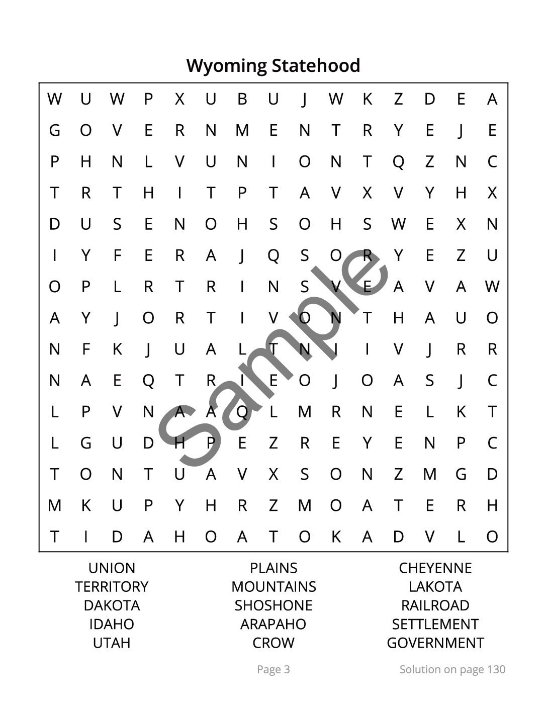 Wyoming Word Search â 64 Large Print Puzzles (Digital Download) - Image 3